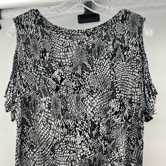 Calvin Klein Women's Cold Shoulder Short Sleeve Shift Dress Snake Print Medium - Picture 6 of 9